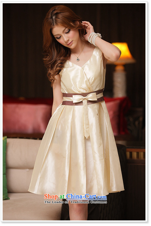 Hiv has been qi spring and summer aristocratic stylish V-Neck spell color dress dresses 8223-1 champagne color S picture, prices, brand platters! The elections are supplied in the national character of distribution, so action, buy now enjoy more preferential! As soon as possible.