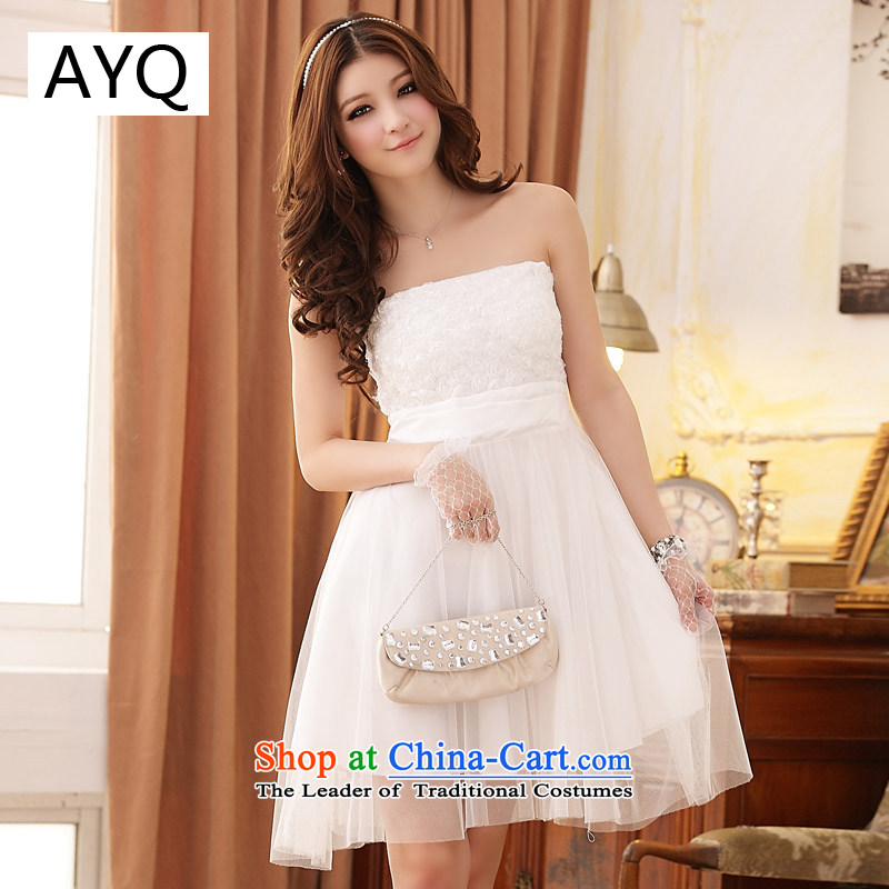 Hiv has been qi romantic Rose foutune gauze end chest dress dresses?3109-1?White?XL