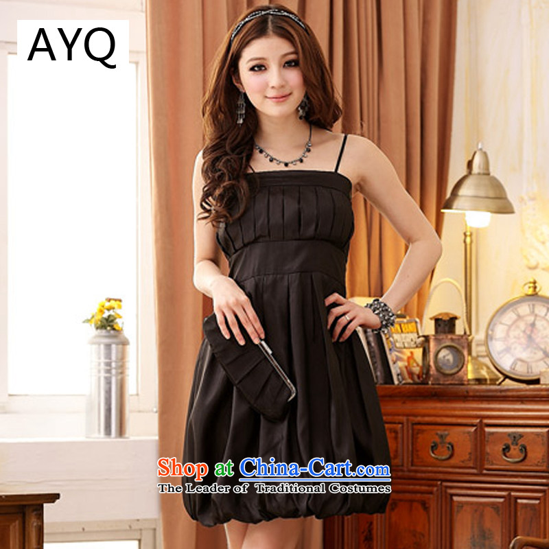 Hiv has been qi spring and summer dinner with lanterns princess skirt pinch dress dresses?1658-1-1?Black?XL