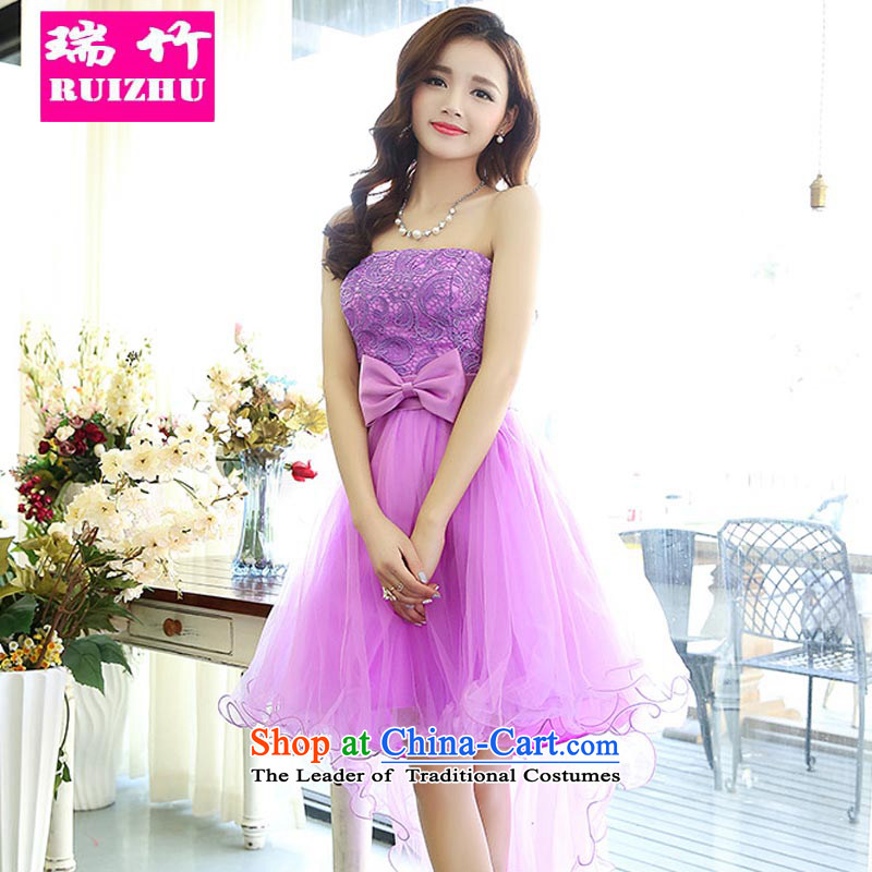Rui Zhu Wedding 2015 new front stub long after marriages dovetail with chest dress Dress Short, sister bon bon skirt red with Blu M Rui Zhu (RUIZHU) , , , shopping on the Internet