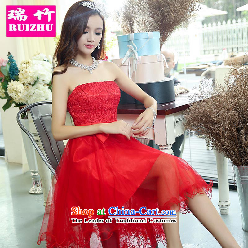 Rui Zhu Wedding 2015 new front stub long after marriages dovetail with chest dress Dress Short, sister bon bon skirt red with Blu M Rui Zhu (RUIZHU) , , , shopping on the Internet
