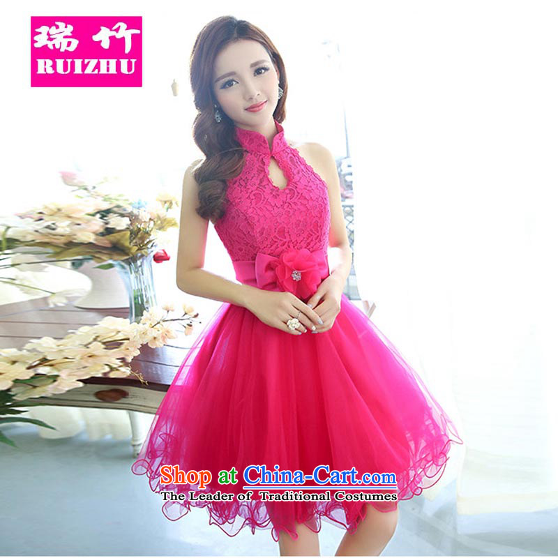Rui Zhu summer sleeveless pregnant women dress Red Dress Short of bows dresses marriage pregnant women serving Top Loin of roses drink red XL