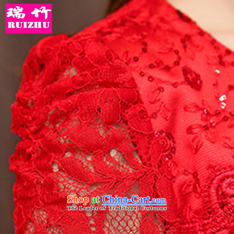 Rui Zhu 2015 new bows services marriages wedding fashion summer short of red double-shoulder dress lace video thin red , L, Rui Zhu (RUIZHU) , , , shopping on the Internet