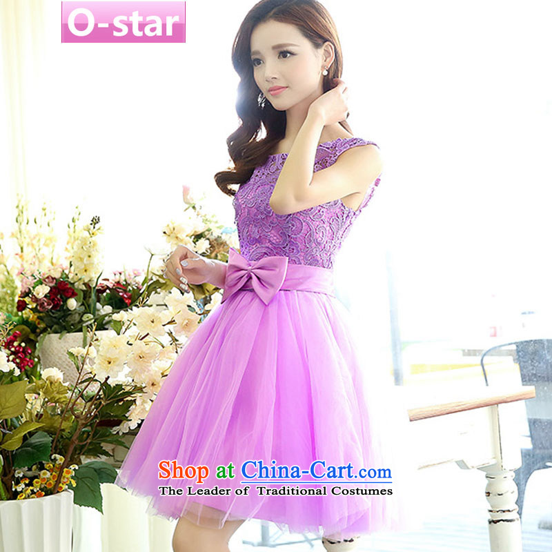 Spring 2015 new o-star stylish bows Service Bridal bridesmaid services red wedding dresses evening dress short of marriage skirt m,o-star,,, Purple Shopping on the Internet