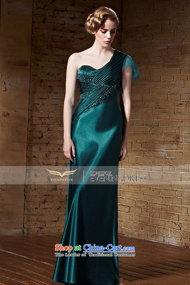 Creative Fox evening dresses 2015 new elegant long single shoulder belt evening dress high service banquet dress annual meeting of the bows of dress long skirt 82163 dark green M pictures, prices, brand platters! The elections are supplied in the national character of distribution, so action, buy now enjoy more preferential! As soon as possible.