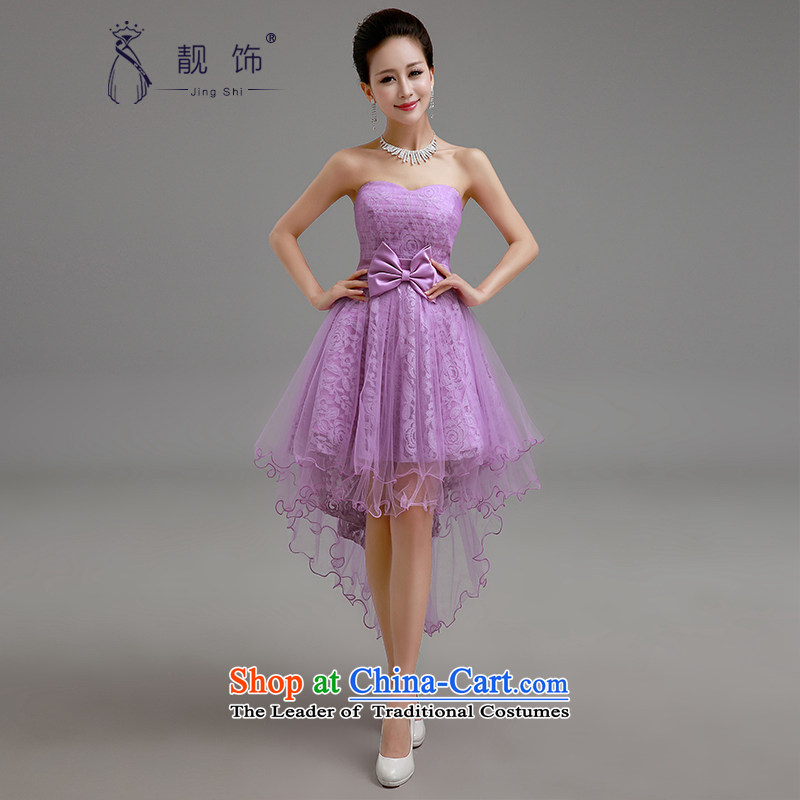 The new 2015 International Friendship small dress purple anointed chest lace front stub long after bridesmaid small dress bon bon skirt purpleXL