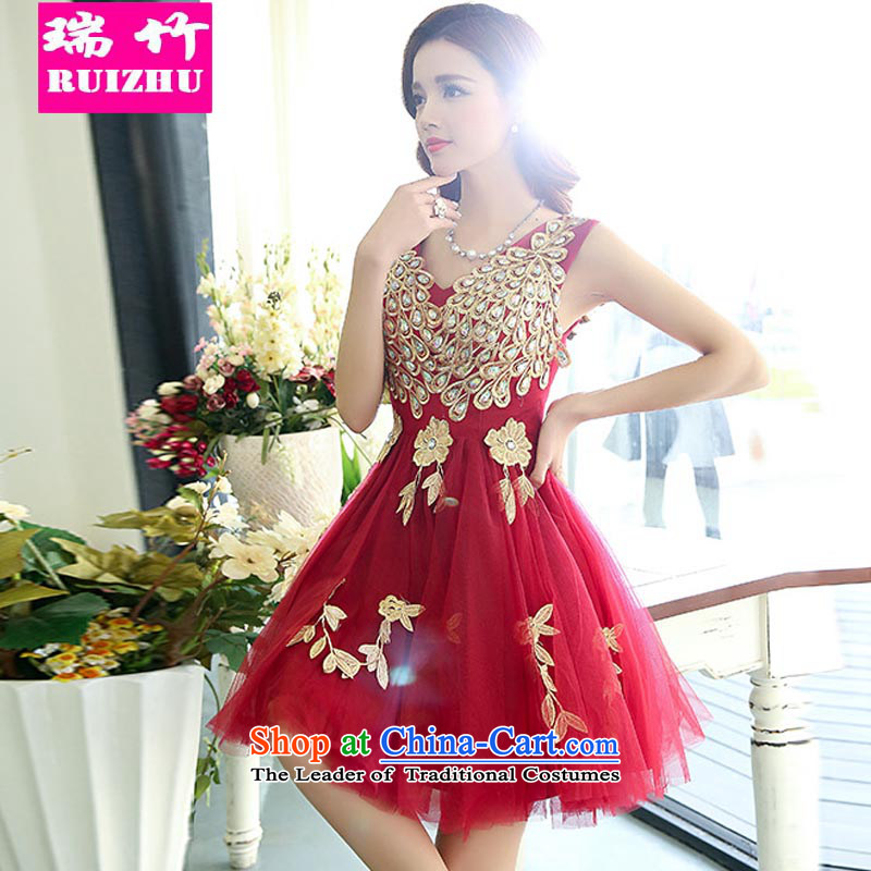 Rui Zhu Wedding Dress Short of marriages red bows sister skirt bridesmaid services serving the small dress the new 2015 Ms. Red XL, Rui Zhu (RUIZHU) , , , shopping on the Internet