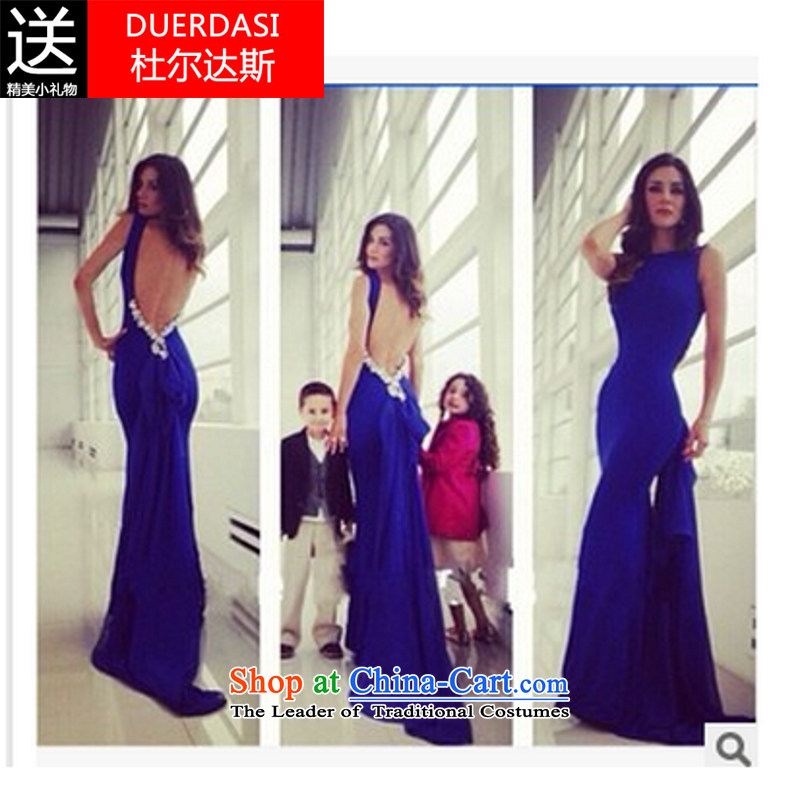 Dorda, spring 2015 Women's new blue bow tie crowsfoot wedding dresses?ebay biggest_ Bride temperament Q9856 Blue?M