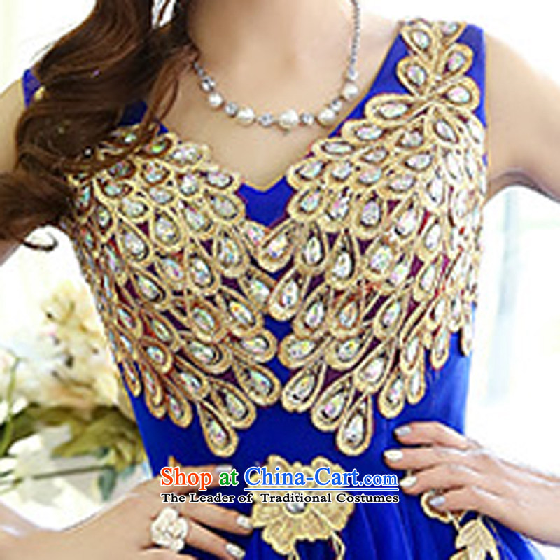 Lozet 2015 Spring new women's bride bridesmaid dress stylish peacock patterns of Sau San bon bon skirt dress dresses , royal blue lozet (ROLUZEE) , , , shopping on the Internet