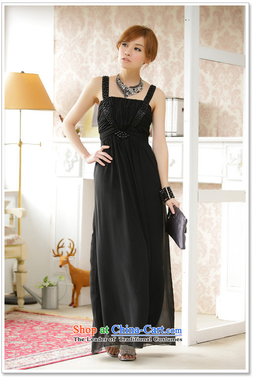 Hiv has been qi spring and summer slips chiffon skirt larger female-long gown dresses manually staple pearl bridesmaid long skirt 9601A-1  XXXL black picture, prices, brand platters! The elections are supplied in the national character of distribution, so action, buy now enjoy more preferential! As soon as possible.