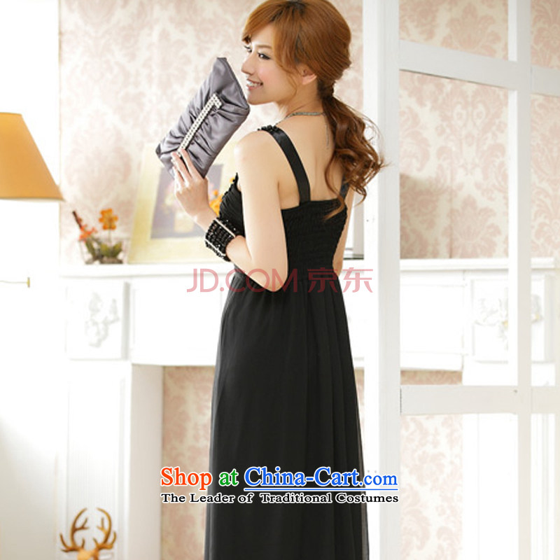 Hiv has been qi spring and summer slips chiffon skirt larger female-long gown dresses manually staple pearl bridesmaid long skirt 9601A-1  XXXL, Black (aiyaqi HIV has been qi) , , , shopping on the Internet