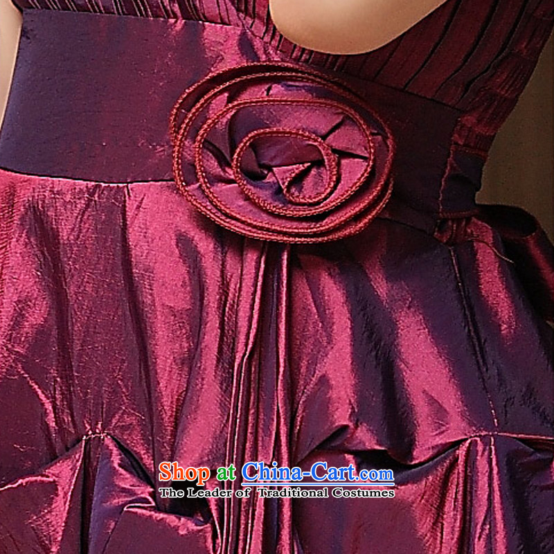 Hiv has been the lifting strap qi pressure folds lanterns dresses sweet aristocratic pure color evening dress 8348-1 aubergine XL, HIV has been qi (aiyaqi) , , , shopping on the Internet