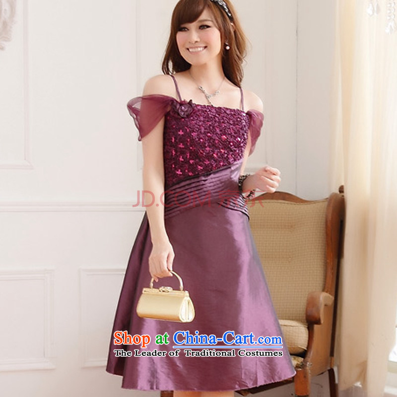 Hiv has large qi evening dresses new summer bare shoulders video thin dresses thick mm slips evening dress (removable)  has HIV XXXL, 9222A-1 purple qi (aiyaqi) , , , shopping on the Internet