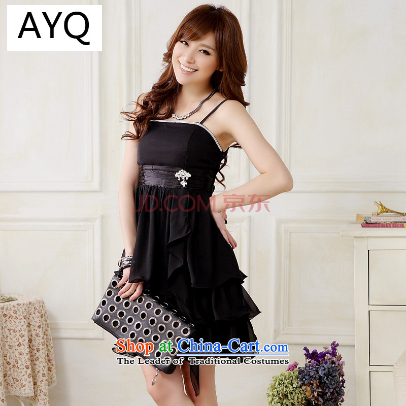Hiv has been Qi Western Wind stylish and elegant women wear on the drilling of small dress sister married chiffon skirt _sent back to the undersheet_9908A-1 fineblackXXL