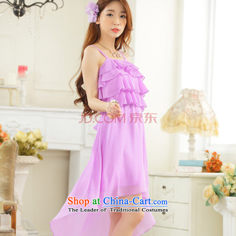 Hiv has been qi larger female stylish dovetail skirt chiffon niba straps sister skirt dress dresses 9922A-1 purple XL, HIV has been qi (aiyaqi) , , , shopping on the Internet