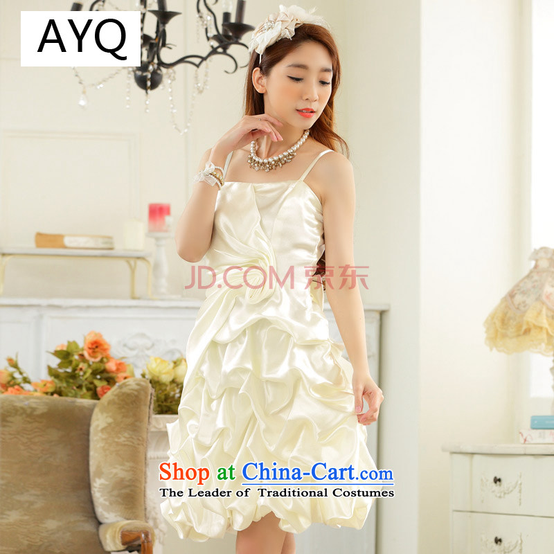Hiv has been qi bridesmaid evening dress strap from the lifting strap is wrinkled skirt lanterns skirt auspices show small dress dresses?9726B-1?White?XXL