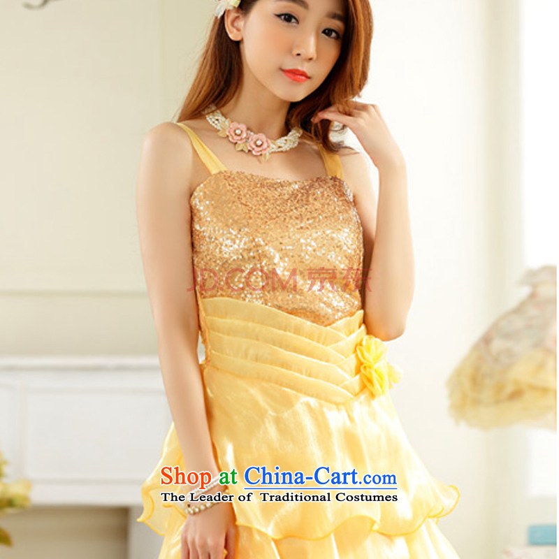 Hiv has chaired marriages qi lifting strap on-chip Level wrapped chest creases cake long evening dresses dresses 9725A-1 yellow are code, HIV has been qi (aiyaqi) , , , shopping on the Internet