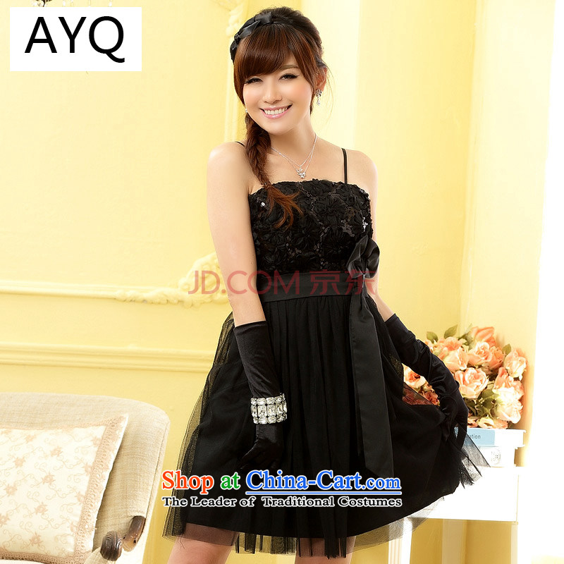 Hiv has been qi sweet dress short skirt concert anointed chest-dress bridesmaid service _addition_ 9900A-1 Stealth Black XL