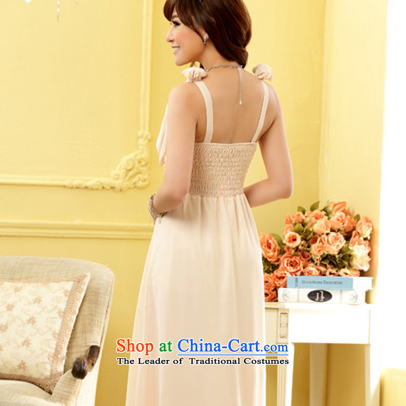 Hiv has been Qi Niba cuff round-neck collar nail pearl night dancing elegance long version of the larger women's dress dresses 9807A-1  XXXL, champagne color has been qi (aiyaqi hiv) , , , shopping on the Internet