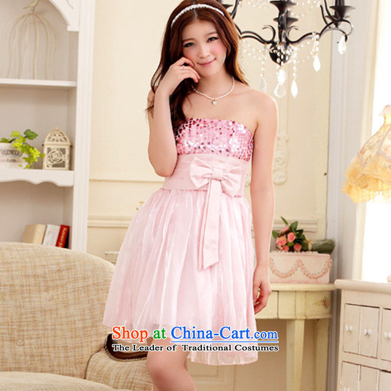 Hiv has been qi  2015 wedding dresses on small Dress Short stylish gathering bridesmaid repeatedly and skirt (feed) 9104A-12 stealth with pink XXL, HIV has been qi (aiyaqi) , , , shopping on the Internet