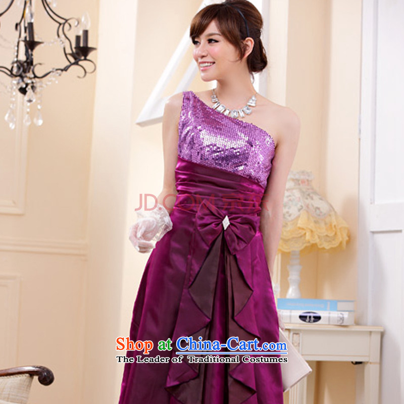Hiv has been qi bridesmaid wedding dress shoulder bows to assemble dinner serving long on-chip suits 9202A-1 skirt purple XXL, HIV has been qi (aiyaqi) , , , shopping on the Internet