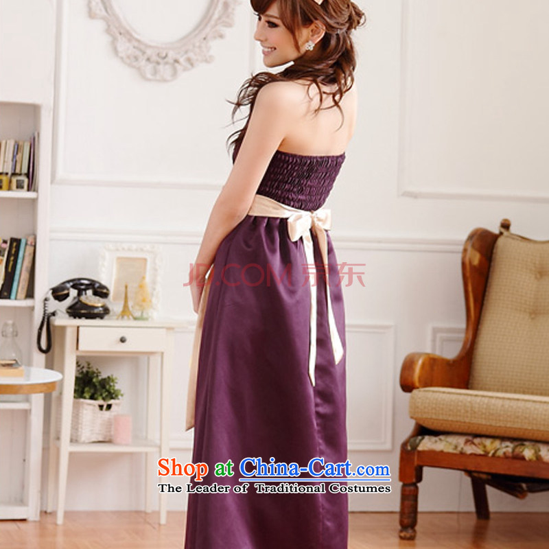 Hiv has been qi pressure folds spell color bow tie banquet betrothal long evening dresses and chest dresses bridesmaid skirt 9502A-1 purple XL, HIV has been qi (aiyaqi) , , , shopping on the Internet