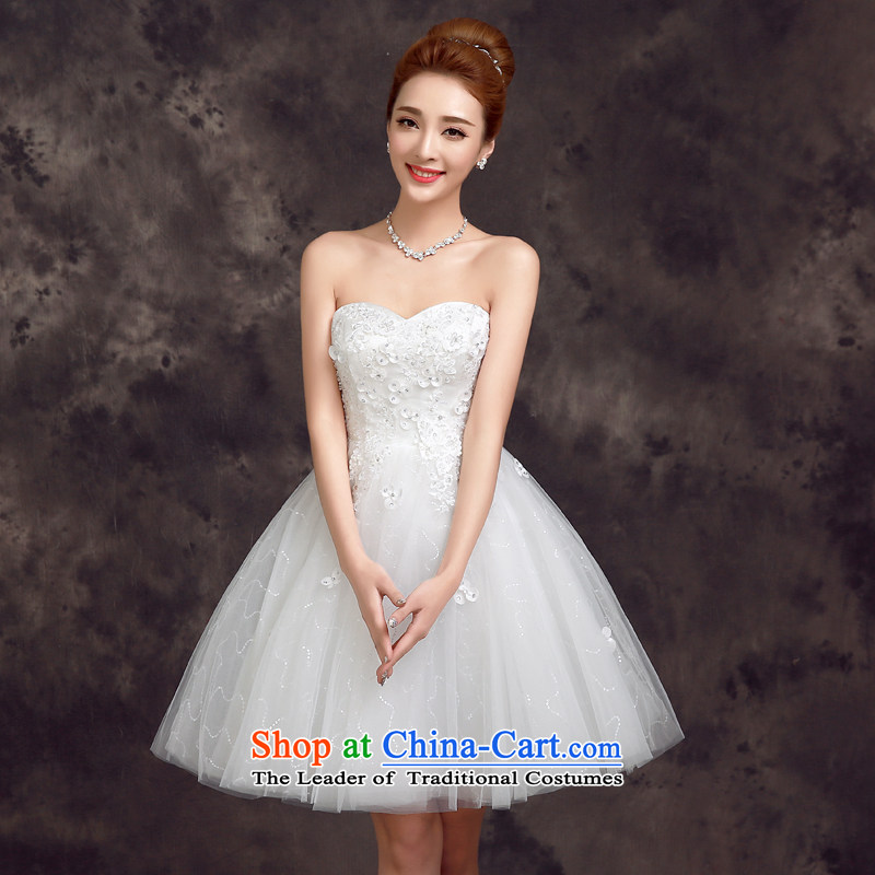 The new summer and fall of 2015 bridesmaid mission sister mission bride Wedding Dress Short of small dress bows Services White 2XL