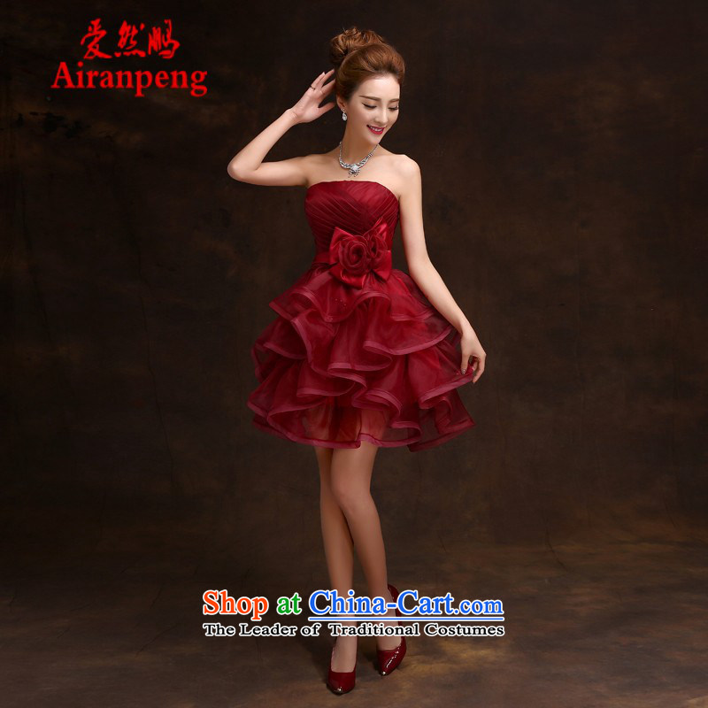Love So Peng New 2015 bridesmaid Dress Short of marriage autumn and winter betrothal moderator evening dresses bridal dresses red bows red XL, love so Peng (AIRANPENG) , , , shopping on the Internet
