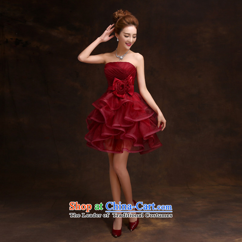 Love So Peng New 2015 bridesmaid Dress Short of marriage autumn and winter betrothal moderator evening dresses bridal dresses red bows red XL, love so Peng (AIRANPENG) , , , shopping on the Internet