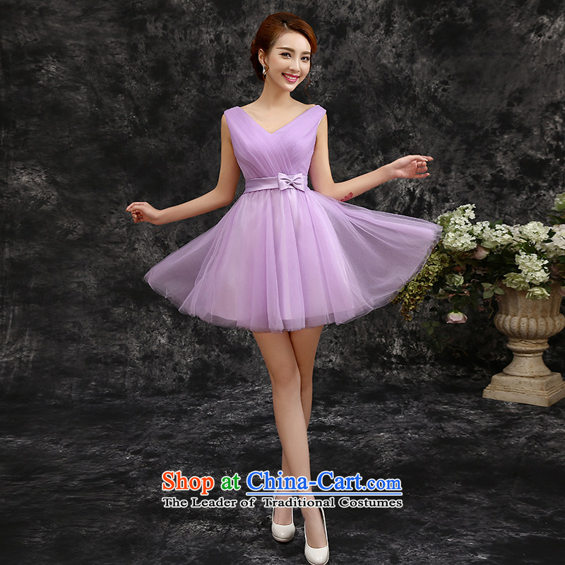 Gil beautiful spring and summer 2015 new short of purple shoulders marriage bridesmaid dress evening dress skirt bridesmaids light purple M Gil beautiful shopping on the Internet has been pressed.