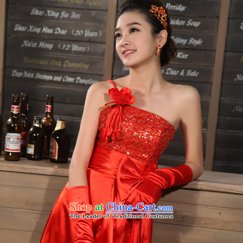 The Korean version of the new 2015 anointed chest wedding dress shoulder bridal dresses bows stage performances Sau San red , Yue the L code married arts , , , shopping on the Internet