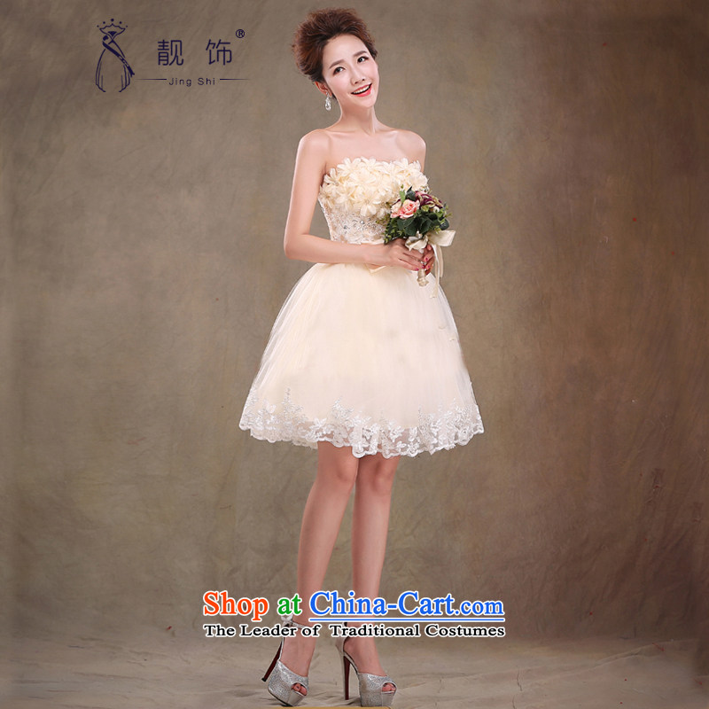 The new 2015 International Friendship bridesmaid services Korean short of the chest and dress skirt sweet drink service bride flowers champagne color made does not support replacement of talks trim (JINGSHI) , , , shopping on the Internet