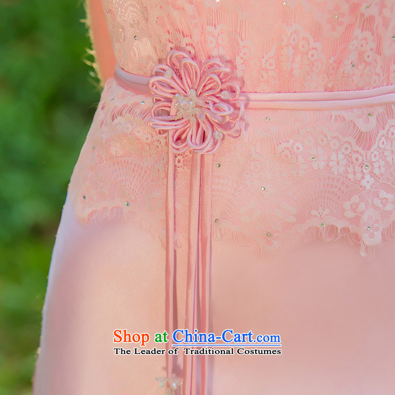 A new bride 2015 Pink dresses sweet lace dress elegant long 703 M, a bride shopping on the Internet has been pressed.