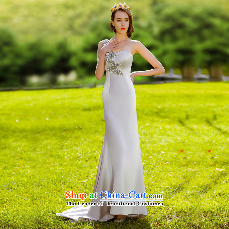 A new bride 2015 Silver elegant dress small trailing dress shoulder elegant 695 S name door dress bride shopping on the Internet has been pressed.
