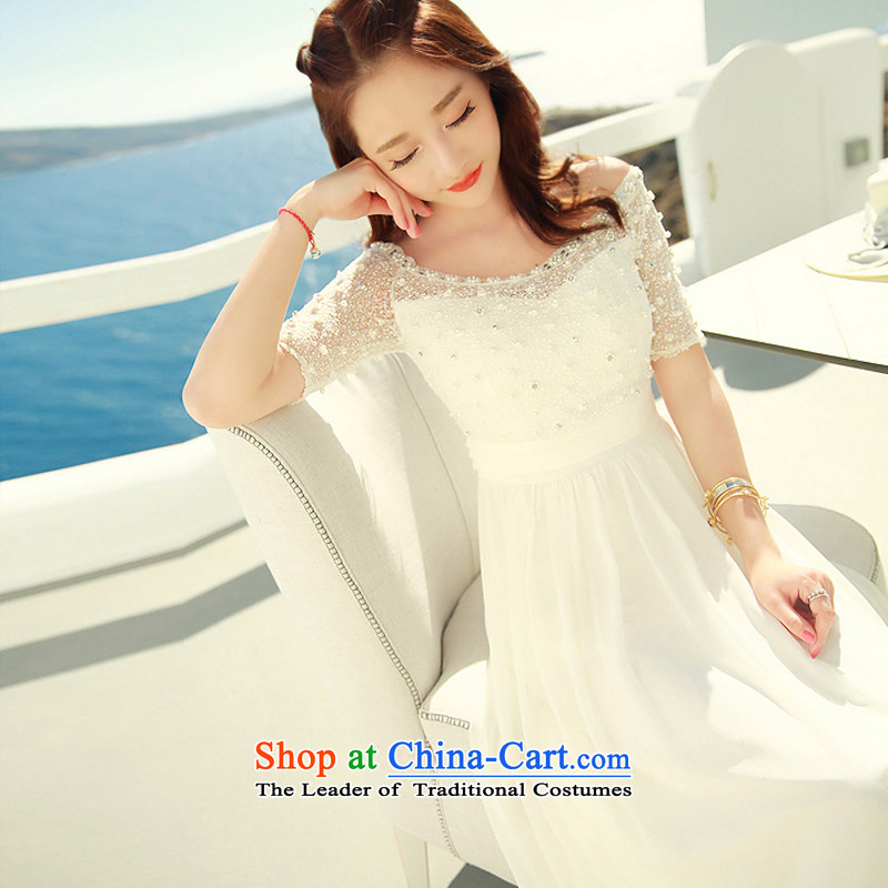 Amy Hui  2015 Spring/Summer new bridesmaid skirt bridal dresses Sau San dress bows resort dresses video thin banquet long skirt White M-hui , , , shopping on the Internet