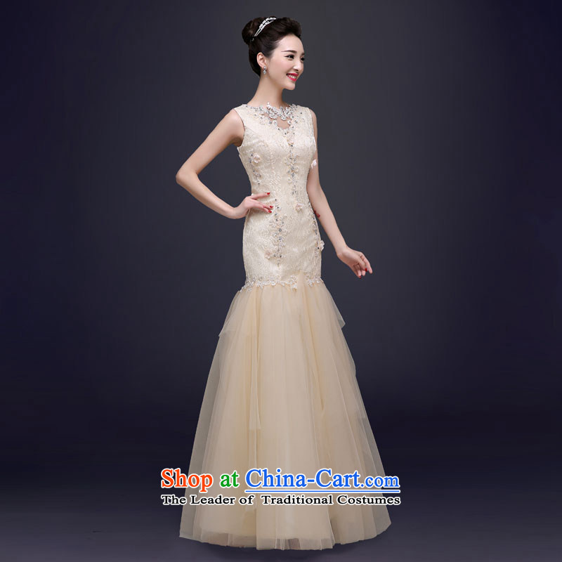 The privilege of serving the new 2015-Leung Ms. spring and summer evening dress long banquet crowsfoot annual meeting of persons chairing the Sau San dress champagne color 2XL, honor services-leung , , , shopping on the Internet
