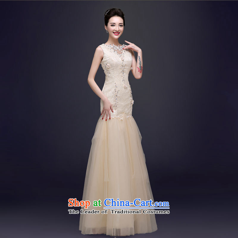 The privilege of serving the new 2015-Leung Ms. spring and summer evening dress long banquet crowsfoot annual meeting of persons chairing the Sau San dress champagne color 2XL, honor services-leung , , , shopping on the Internet