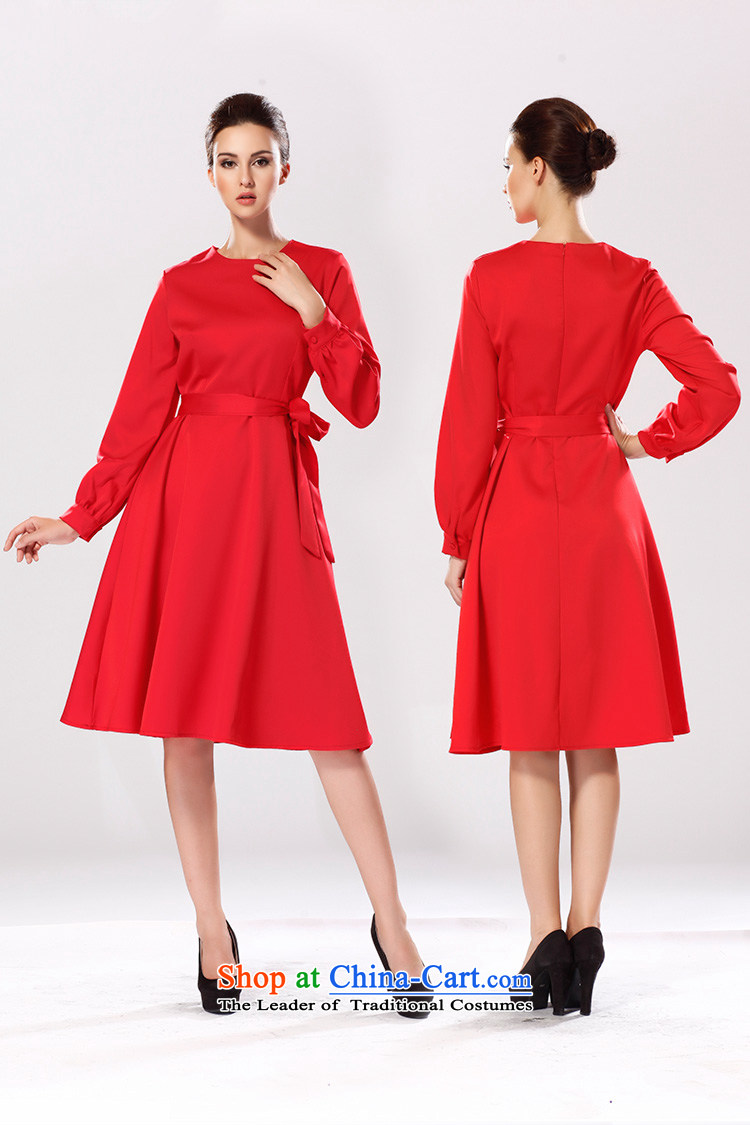 Gibez Card Dili autumn and winter female decorated in female skirt round-neck collar long-sleeved elegant red large dresses red XL Photo, prices, brand platters! The elections are supplied in the national character of distribution, so action, buy now enjoy more preferential! As soon as possible.