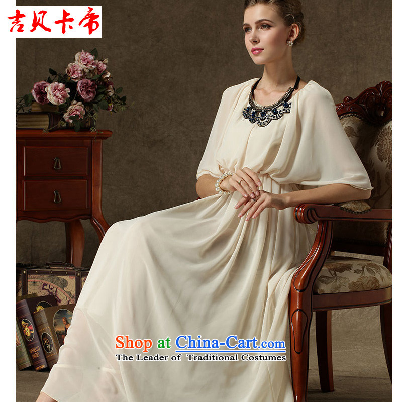 Gibez Card Dili advanced chiffon dresses dress solemn ultra-long skirt with respect to the link apricot color M-gil (JIBEIKADI Bekaa) , , , shopping on the Internet