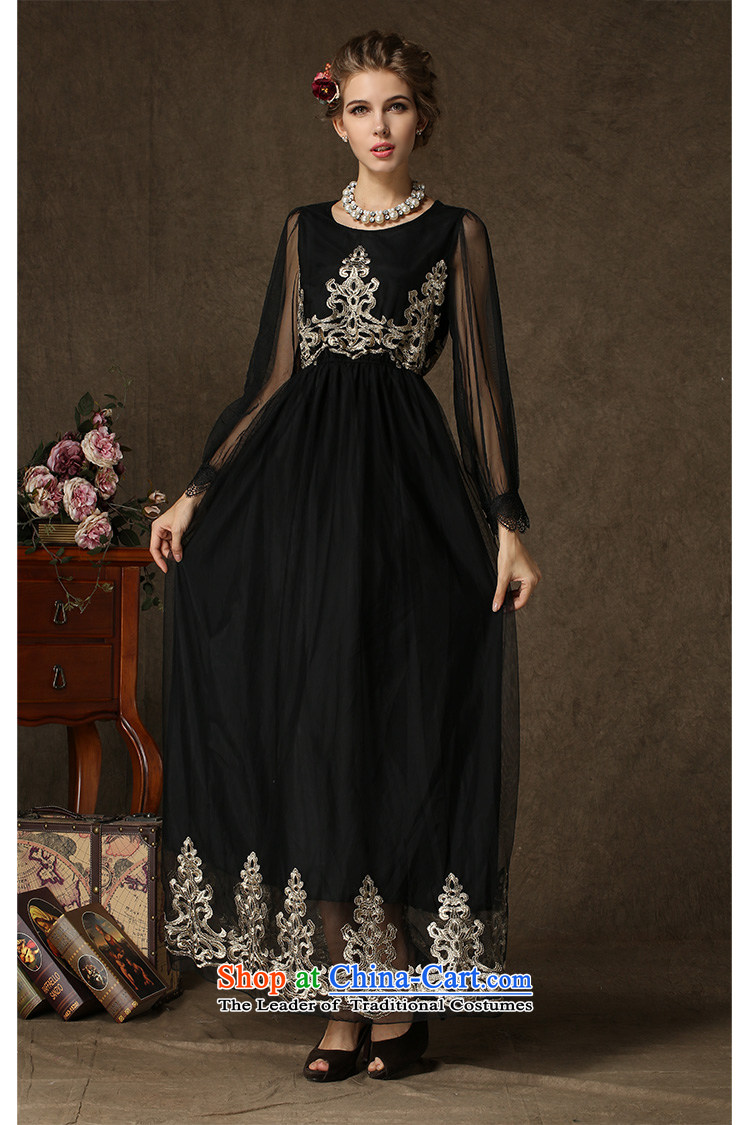 Gibez Card Dili Gibez Card Dili retro gold wire embroidered long-sleeved dresses and gauze engraving dragging long skirt black L picture, prices, brand platters! The elections are supplied in the national character of distribution, so action, buy now enjoy more preferential! As soon as possible.