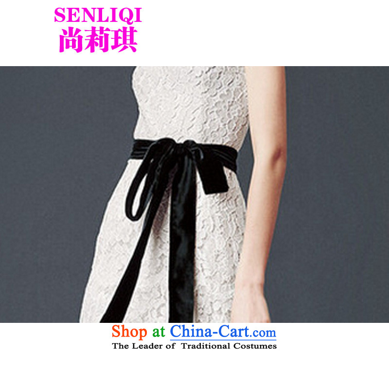 Yet Liqi tasteful minimalist modern 2015 Sau San new women's black velvet waistband lace long skirt wedding services 8807 White M, yet liqi shopping on the Internet has been pressed.