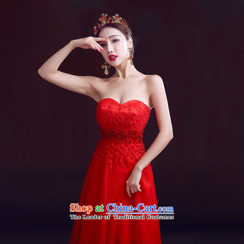 The dumping of the wedding dress wedding dresses new 2015 spring wiping the chest to Korean dresses bride Top Loin of bows pregnant women dress evening dresses red red XS, dumping of wedding dress shopping on the Internet has been pressed.