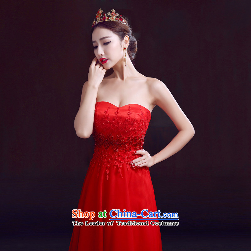 The dumping of the wedding dress wedding dresses new 2015 spring wiping the chest to Korean dresses bride Top Loin of bows pregnant women dress evening dresses red red XS, dumping of wedding dress shopping on the Internet has been pressed.