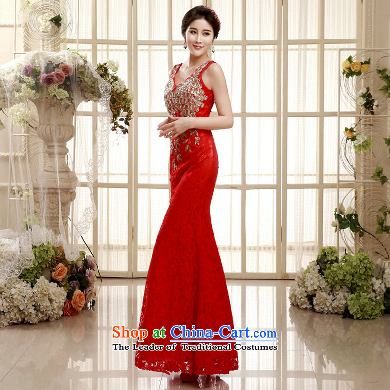 There is also a grand bride toasting champagne optimize Sau San long skirt evening shoulders long sexy crowsfoot wedding dress xs5456 presided over the red color 9M, yet optimized shopping on the Internet has been pressed.