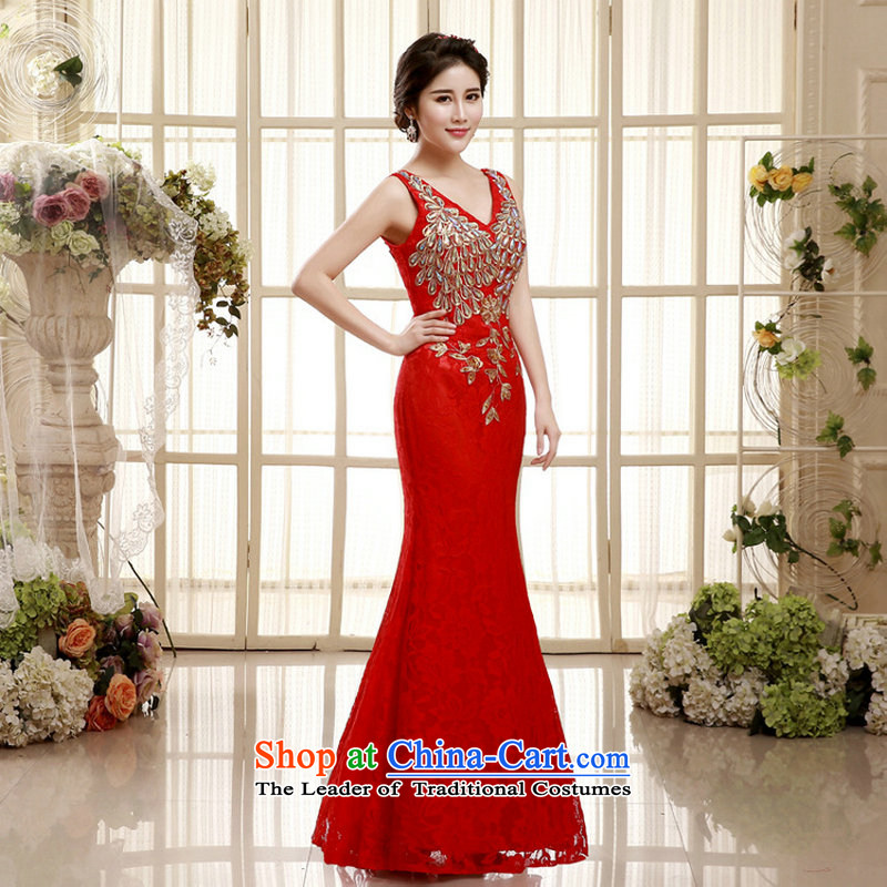 There is also a grand bride toasting champagne optimize Sau San long skirt evening shoulders long sexy crowsfoot wedding dress xs5456 presided over the red color 9M, yet optimized shopping on the Internet has been pressed.