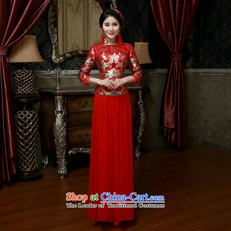 There is also optimized 8D 2015 Spring) Bride in the Cuff red retro qipao bows to Chinese Long Sau San wedding dress xs2550 red colored silk is optimized XL, , , , shopping on the Internet