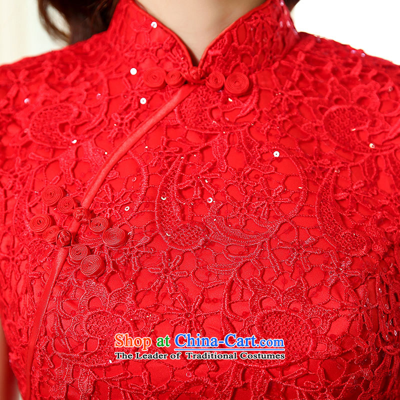 Lok Yan Sha   2015 new bride cheongsam dress red bows of evening dresses banquet etiquette qipao cheongsam red XXL, performances Lok Yan Sha , , , shopping on the Internet