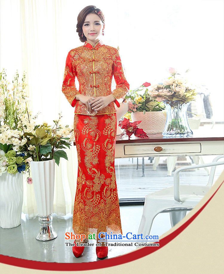 Lok Yan Sha Women 2015 Wedding Dress Shirt dresses stitching Lace Embroidery luxurious and elegant stylish elegance perfect Red XXL pictures, Sau San price, brand platters! The elections are supplied in the national character of distribution, so action, buy now enjoy more preferential! As soon as possible.