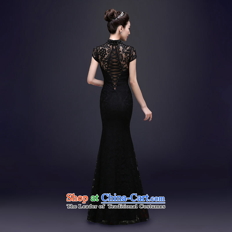 The privilege of serving the new 2015-Leung Chiu upscale banqueting evening dresses long concert moderator Sau San crowsfoot dress female black XL, a service-leung , , , shopping on the Internet