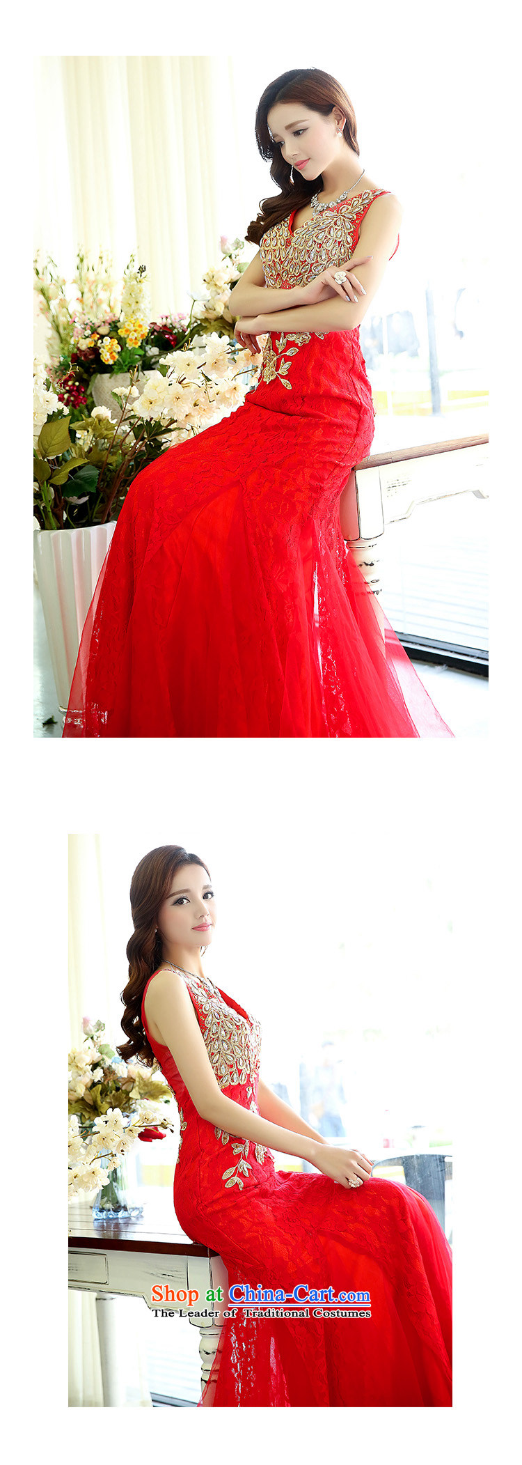 The Lok Yan Sha   2015 new spring and autumn, sexy V-Neck upscale red lace crowsfoot Sau San marriages long bows dress large red L picture, prices, brand platters! The elections are supplied in the national character of distribution, so action, buy now enjoy more preferential! As soon as possible.